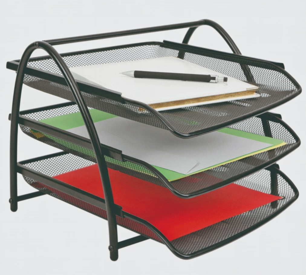 Alba 3 Drawer Mesh Metal Letter Tray Organizer
