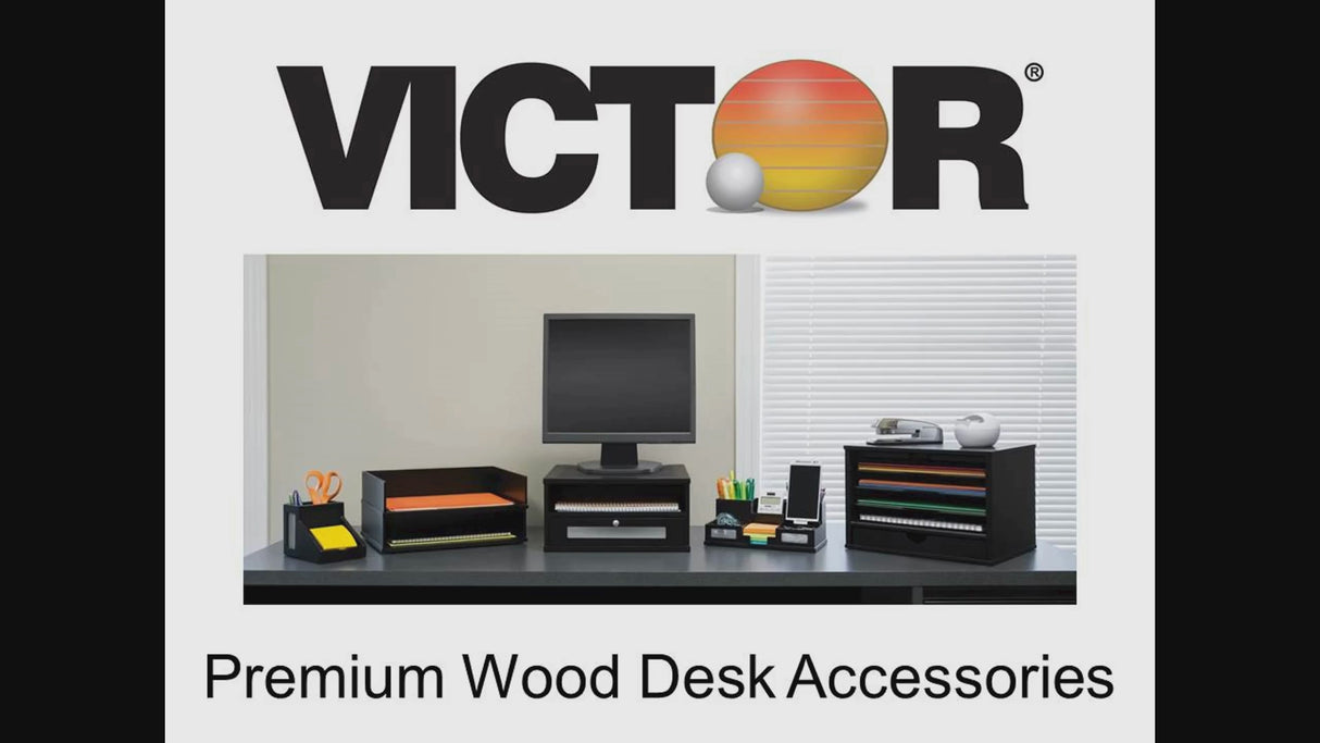 VICTOR® Stacking Letter Tray Desk Organizer – Solid Wood Side-Load Paper Tray - Stackable up to 5 High