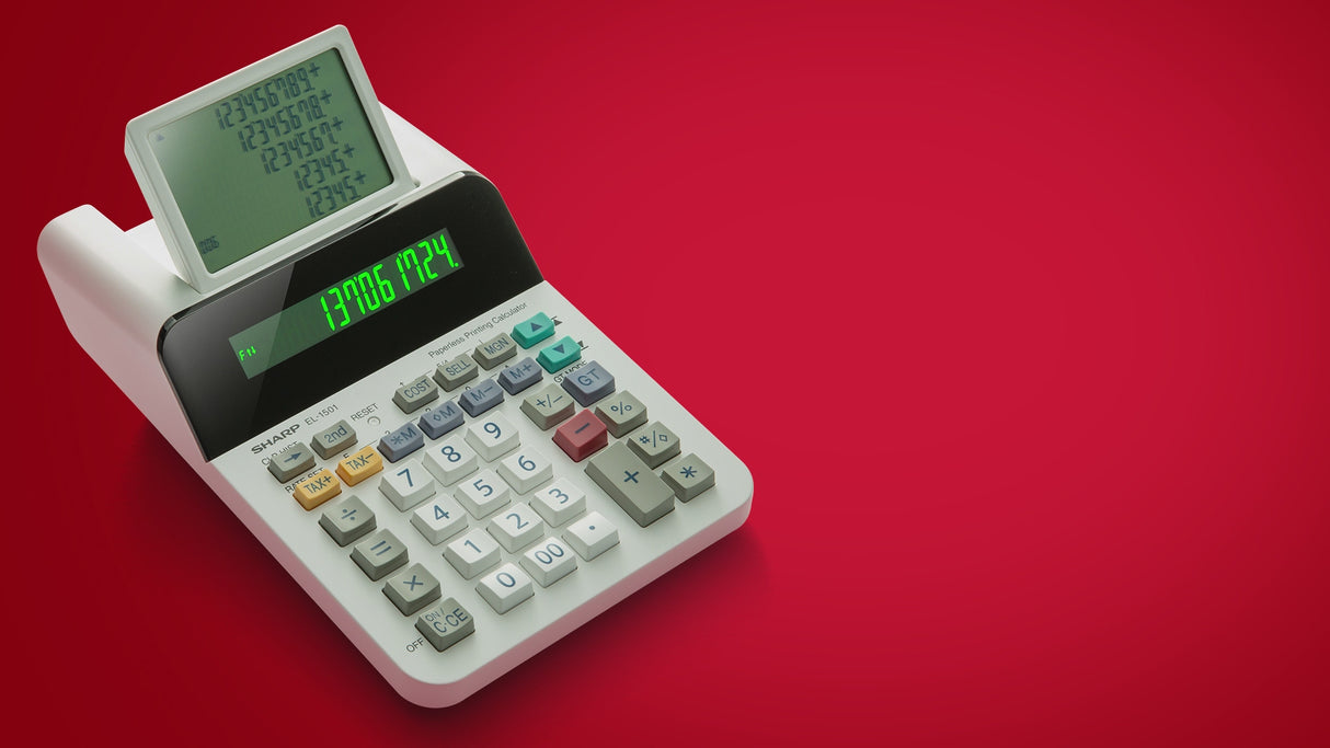 Sharp 12-Digit Compact Paperless Printing Calculator with 5-Line LCD