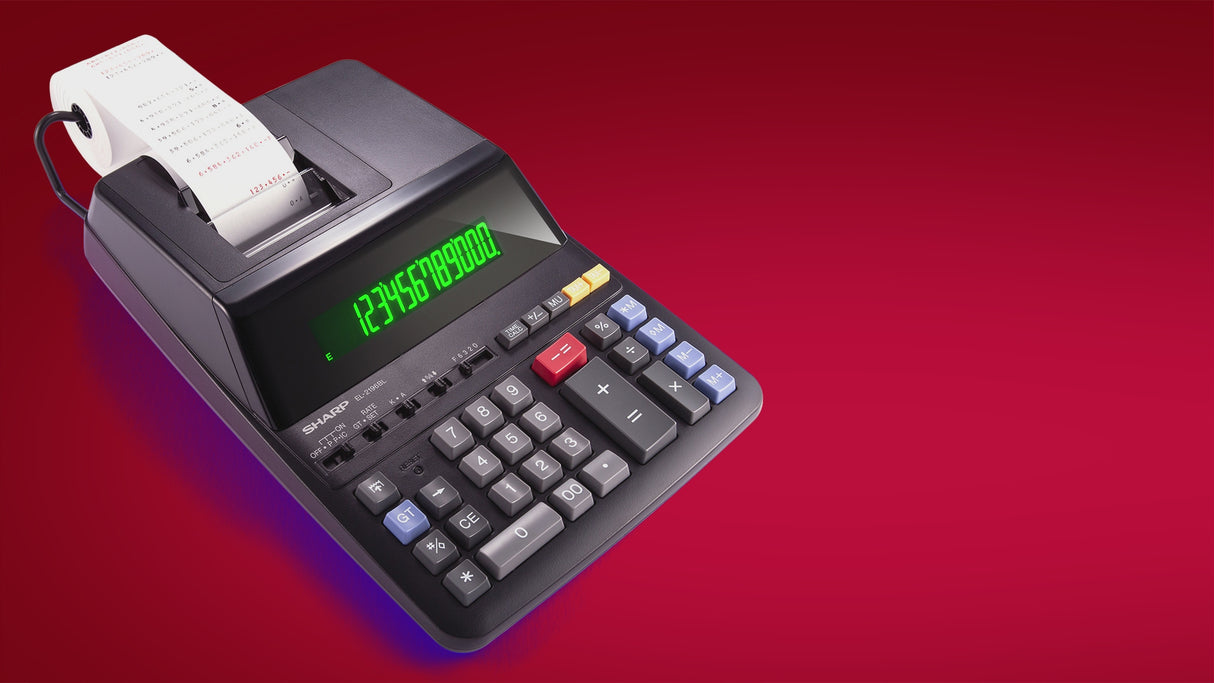 Sharp 12-Digit Financial Printing Calculator with Large Fluorescent Display