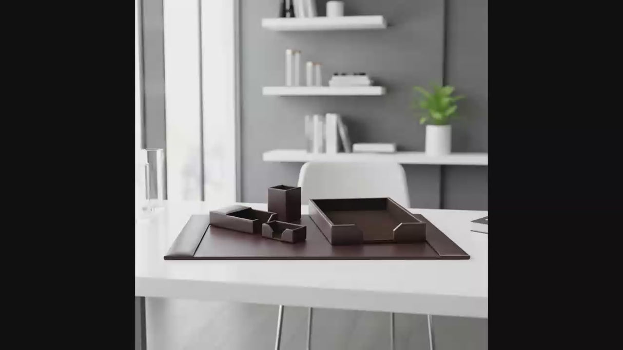 Dacasso Dark Brown Bonded Leather 5-Piece Desk Set
