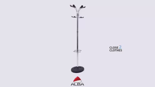 Alba Chrome Freestanding Coat Stand with 12 Pegs