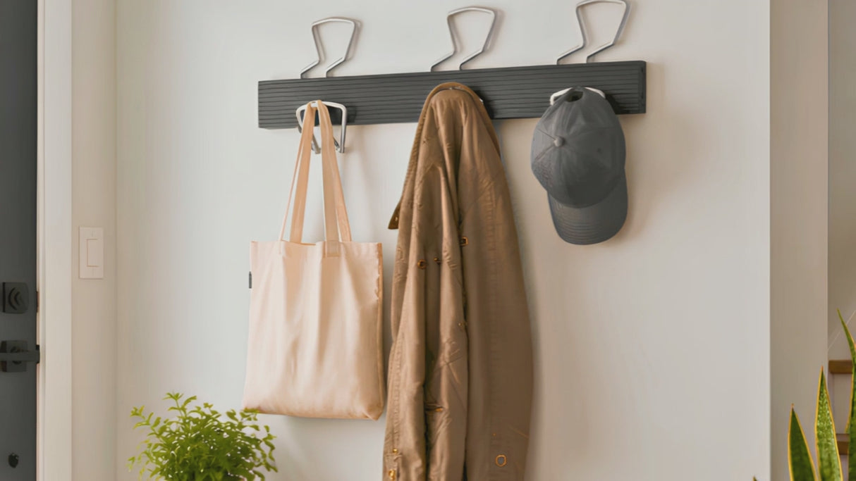 Alba Juxtaposable Wall Coat Peg Rack – 6-Hook Metal Wall Organizer with Rounded Pegs