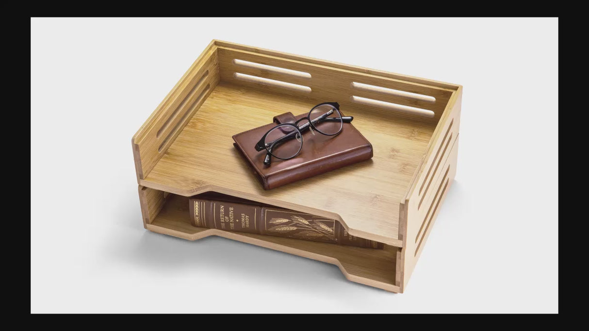 Officemate® Stackable Bamboo Letter Tray, Side Load, 2-Pack (71004)
