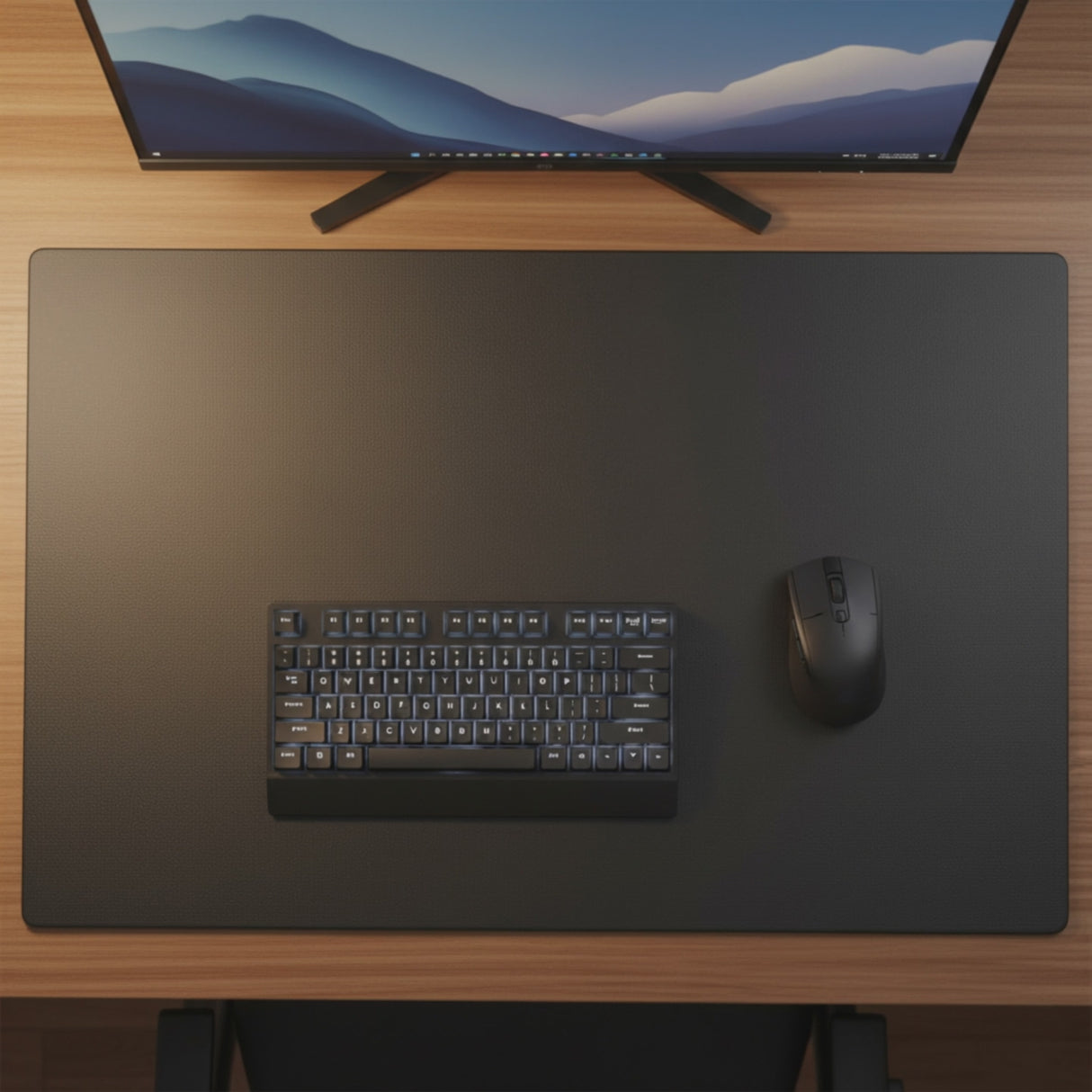 Dacasso Black Leather 38" x 24" Desk Mat without Rails