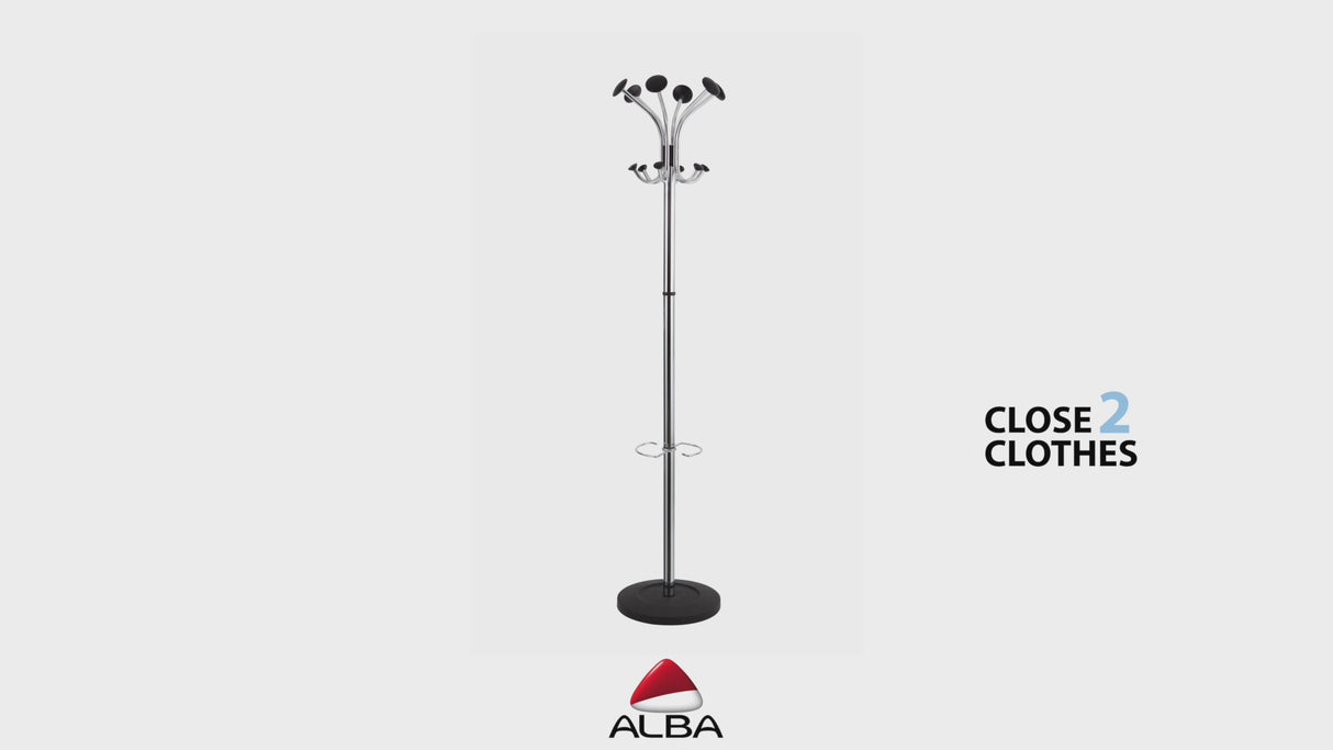 Alba Chrome Freestanding Coat Stand with 12 Pegs