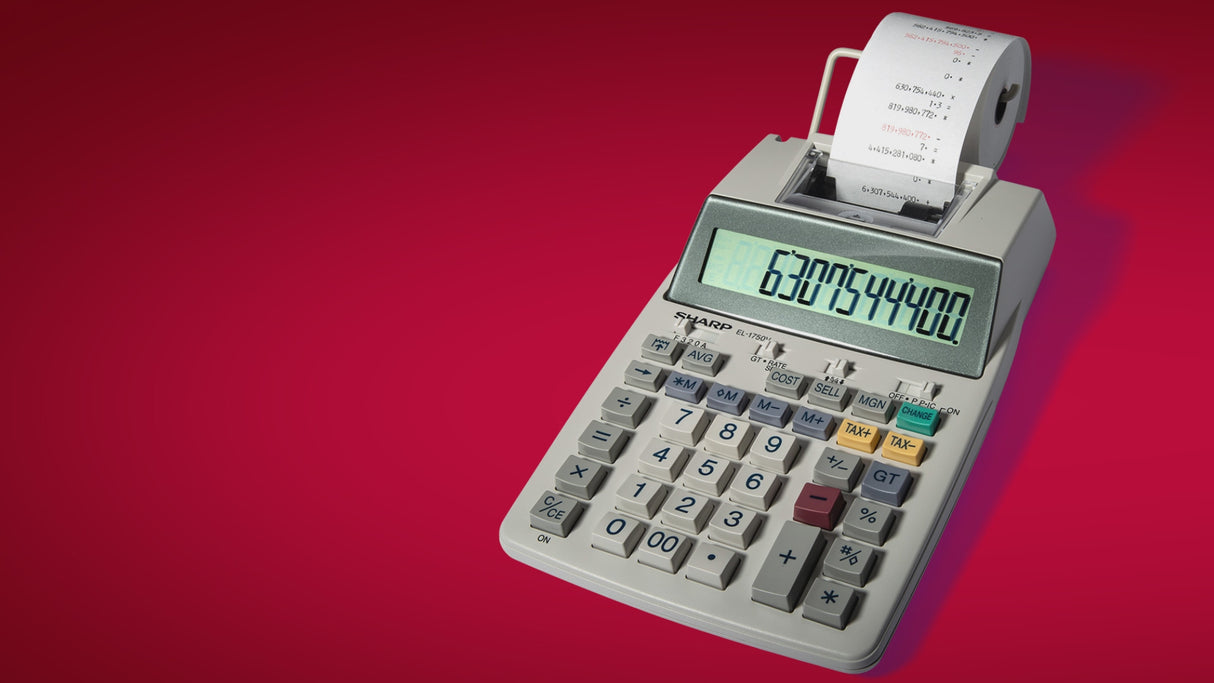 Sharp 12-Digit Printing Calculator with Extra-Large Display and One-Touch Change Calculation
