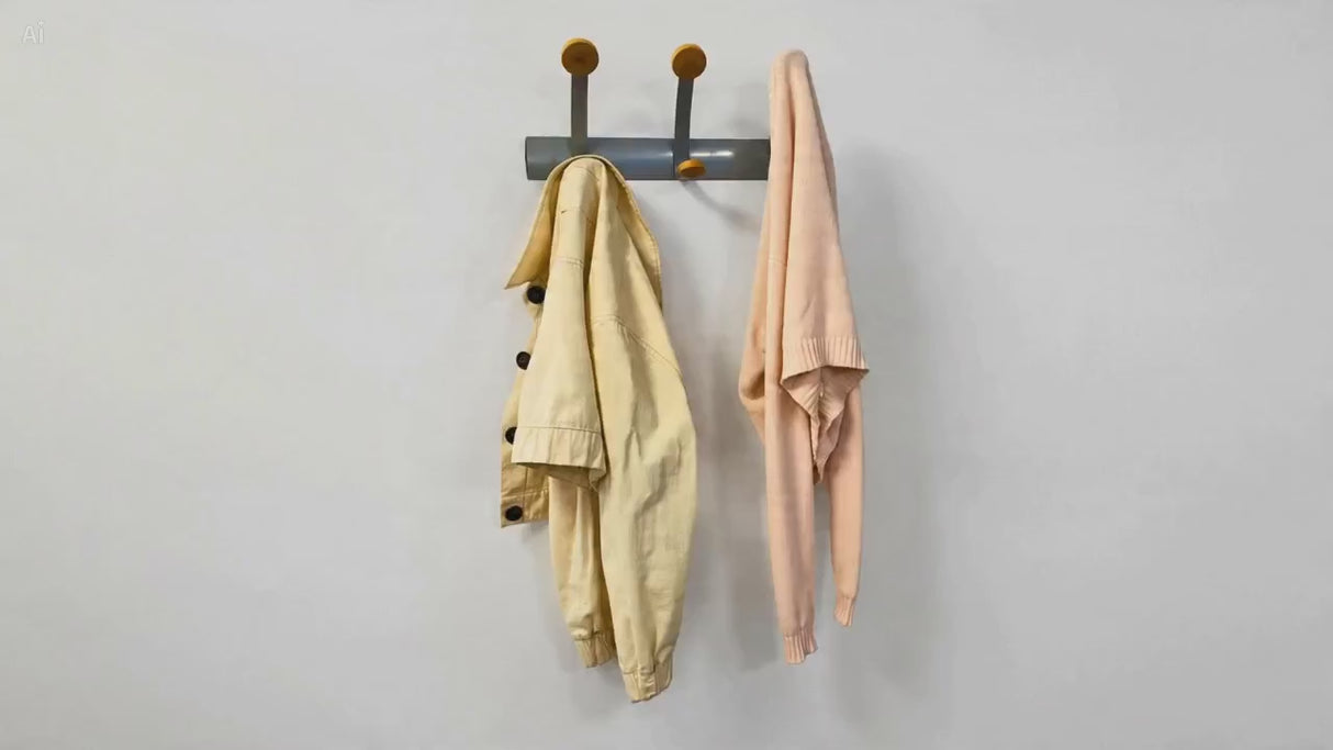 Alba Wall-Mounted Coat Rack with 3 Wooden Pegs – Metal & Wood Design, Durable Organization