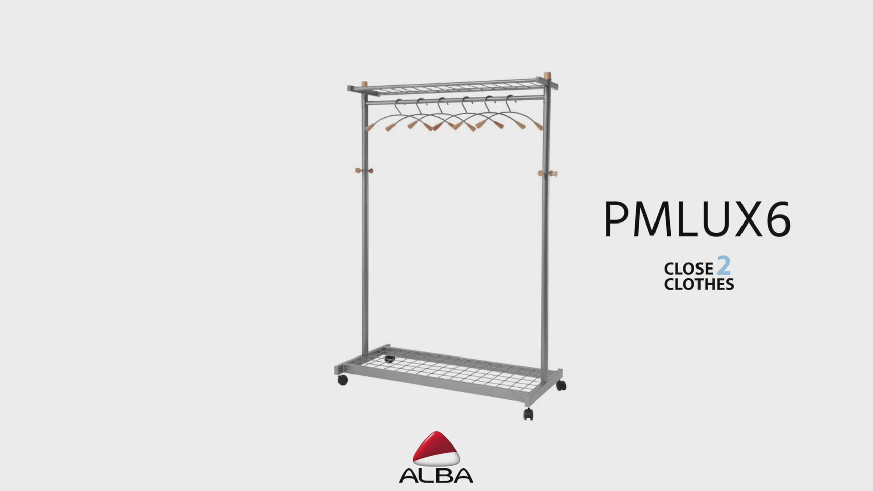 Alba Lux Mobile Garment Rack with 6 Hangers