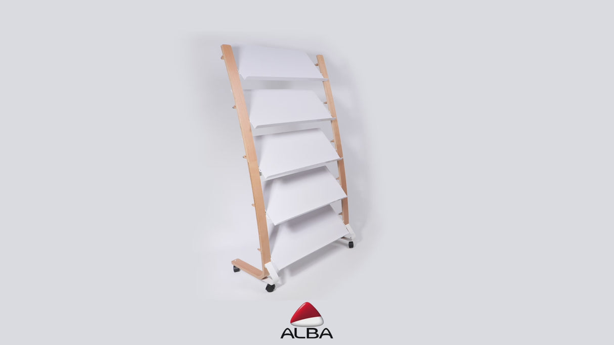 Alba Large Wooden Mobile Display with 5 Shelves