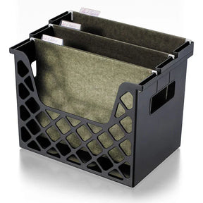 Officemate® Recycled Desktop File Organizer in black with hanging folders