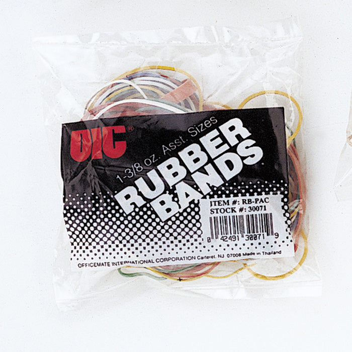 Rubber Bands, Assorted Sizes, 1 3/8-inch, Assorted Colors