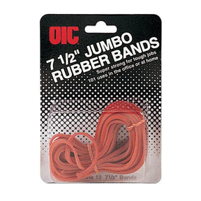Officemate® 7 1/2-inch jumbo red rubber bands in retail packaging