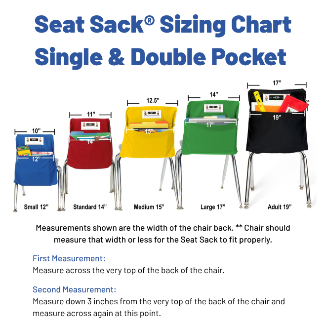 Seat Sack® Sizing Chart - Single & Double Pocket 