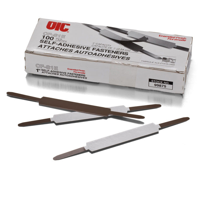 Self-Adhesive Prong Fasteners, Matte Steel Finish, 1-inch