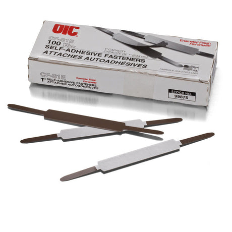 Self-Adhesive Prong Fasteners, Matte Steel Finish, 1-inch