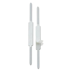 Two Officemate 2-inch self-adhesive prong fasteners in matte steel finish.