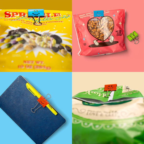 Snack Savers by Seat Sack – 16 Pack Smiley Face Bag Clips for Food Storage, Kitchen Organization &amp; Pantry Essentials