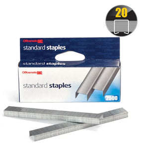 Officemate® standard chisel point staples in a peggable box with loose staple strips.