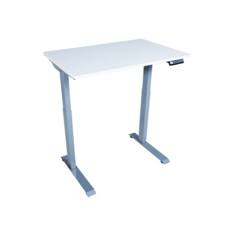 White desk with metal legs on a white background