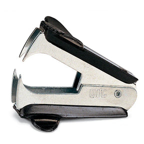 Officemate® staple remover with black grips and silver metal body