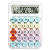 Pastel desktop calculator with large round buttons and clear LCD display