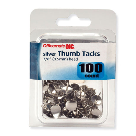 Thumb Clips and Fasteners - Tacks, 3/8-inch, Silver