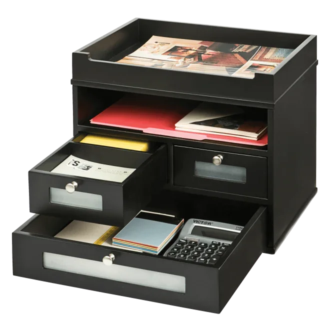 VICTOR® Tidy Tower Desk Organizer – Solid Wood Vertical Storage