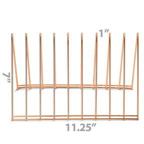 Officemate® Triangle Wire Sorter in rose gold with dimensions 11.25" x 7" x 1"