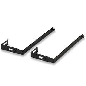 Set of two black Officemate Universal Partition Hangers for office workspace organization.