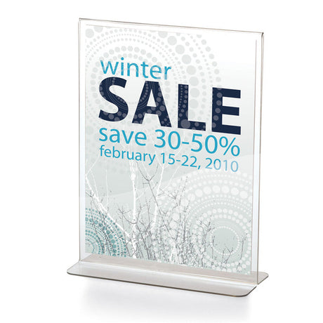 Upright Vertical Sign Holder, 8 1/2-inch x 11-inch, Clear - Single