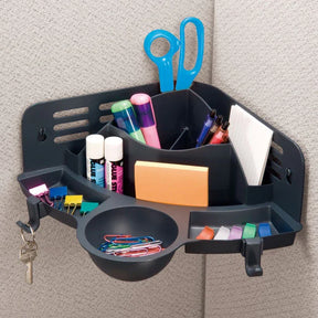 Officemate Verticalmate Corner Organizer holding markers, glue, scissors, and office supplies.