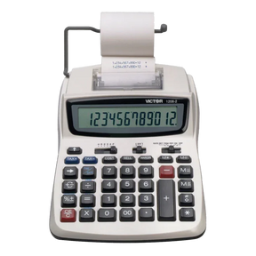 Victor® 12-digit compact commercial printing calculator with paper roll and digital display