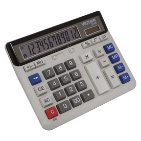 Victor® 12-digit desktop calculator with a large display and numeric keypad