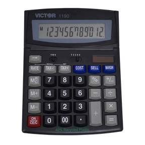 Victor® 12-digit desktop display calculator with cost, sell, and margin keys.