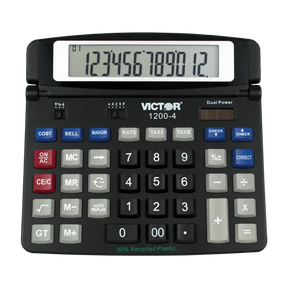 Victor® 12-digit professional desktop calculator with Cost, Sell, and Margin keys.