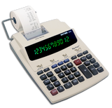 Thermal printing calculator with large digital display and printed receipt tape.