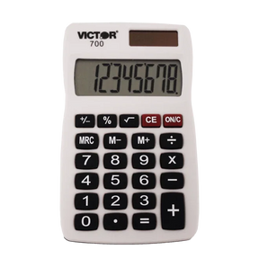 Victor® 8-digit pocket calculator with large LCD display showing numbers