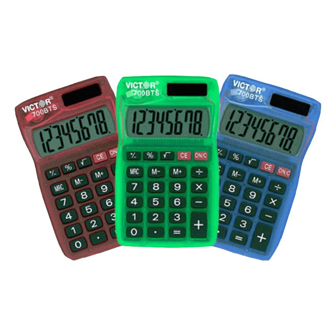 VICTOR® 8-Digit Pocket Calculator in Bright Translucent Colors