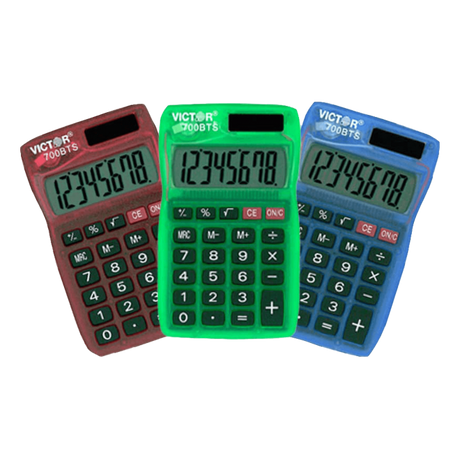 VICTOR® 8-Digit Pocket Calculator in Bright Translucent Colors