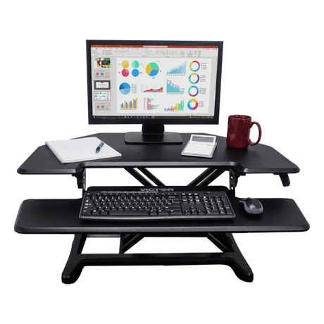 VICTOR® High Rise™ Adjustable Height Corner Standing Desk with Removable Keyboard Tray