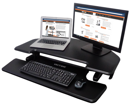 VICTOR® High Rise™ Adjustable Height Corner Standing Desk with Removable Keyboard Tray