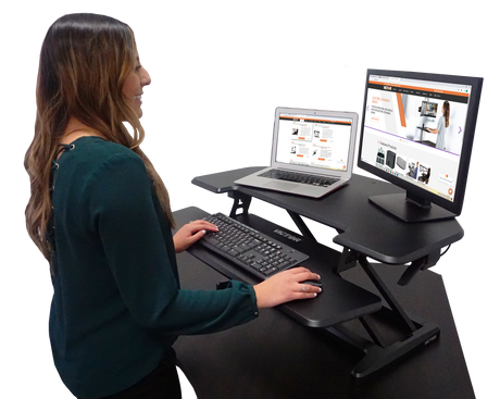 VICTOR® High Rise™ Adjustable Height Corner Standing Desk with Removable Keyboard Tray