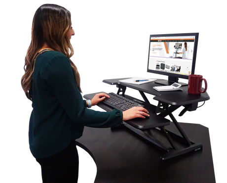 VICTOR® High Rise™ Adjustable Height Corner Standing Desk with Removable Keyboard Tray