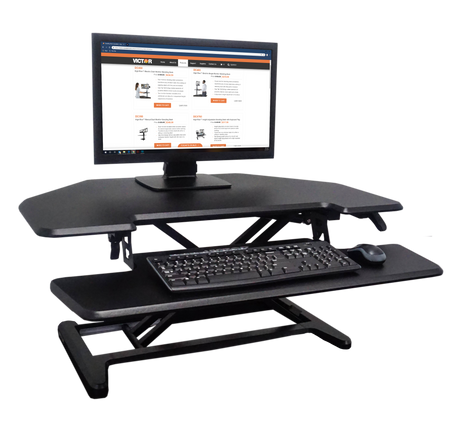 VICTOR® High Rise™ Adjustable Height Corner Standing Desk with Removable Keyboard Tray
