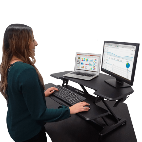 VICTOR® High Rise™ Adjustable Height Corner Standing Desk with Removable Keyboard Tray