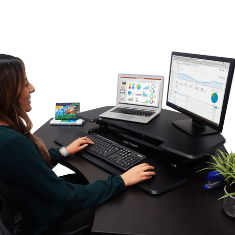 VICTOR® High Rise™ Adjustable Height Corner Standing Desk with Removable Keyboard Tray