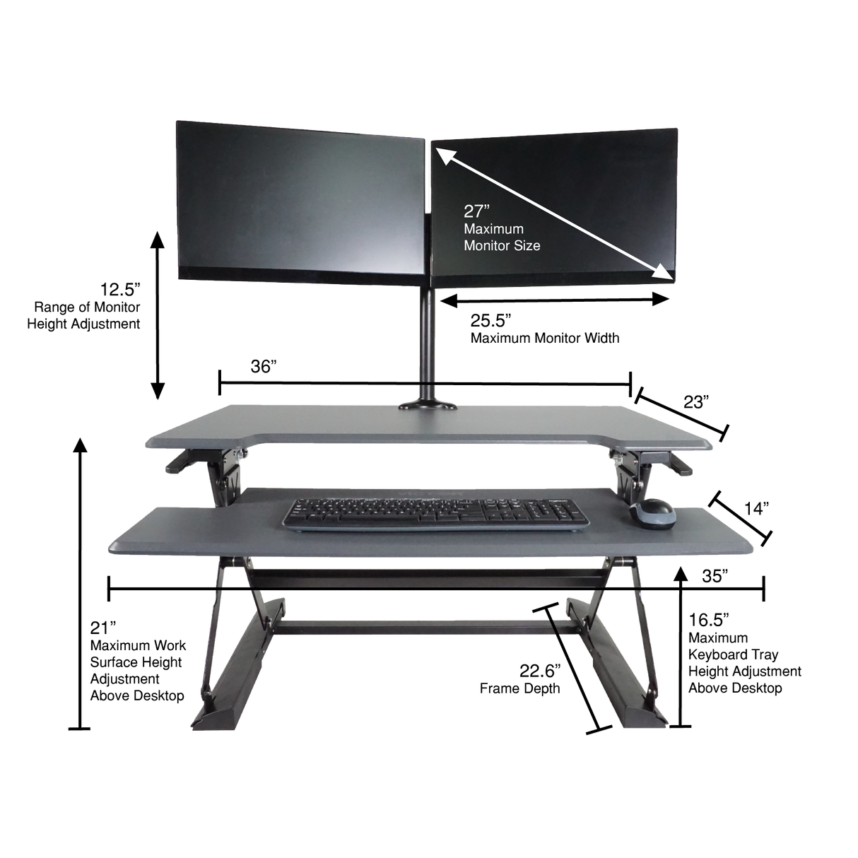 VICTOR® High Rise™ Adjustable Height Standing Desk with Keyboard Tray