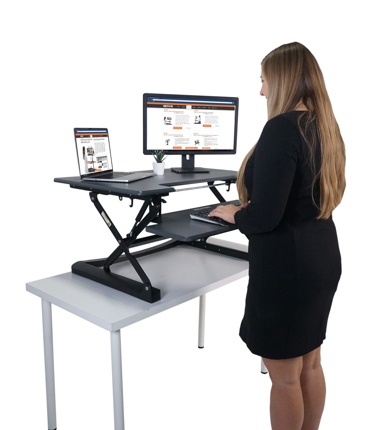 VICTOR® High Rise™ Adjustable Height Standing Desk with Keyboard Tray