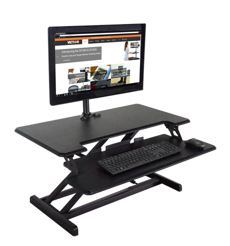 VICTOR® High Rise™ Compact Adjustable Height Standing Desk with Keyboard Tray